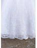 Illusion Neck Beaded Lace Tulle High Low Flower Girl Dress